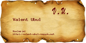 Valent Ubul névjegykártya
